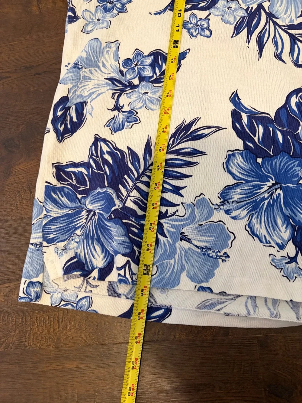 Polo Ralph Lauren Custom Slim Fit Floral Polo Shirt Men's XL Blue White Hibiscus